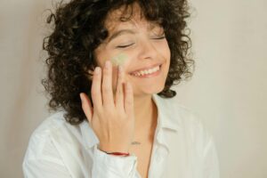 woman with plump skin smiling