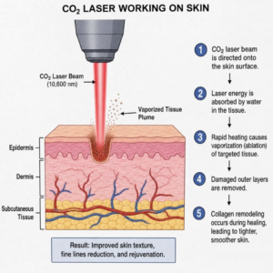 co2 laser working on skin